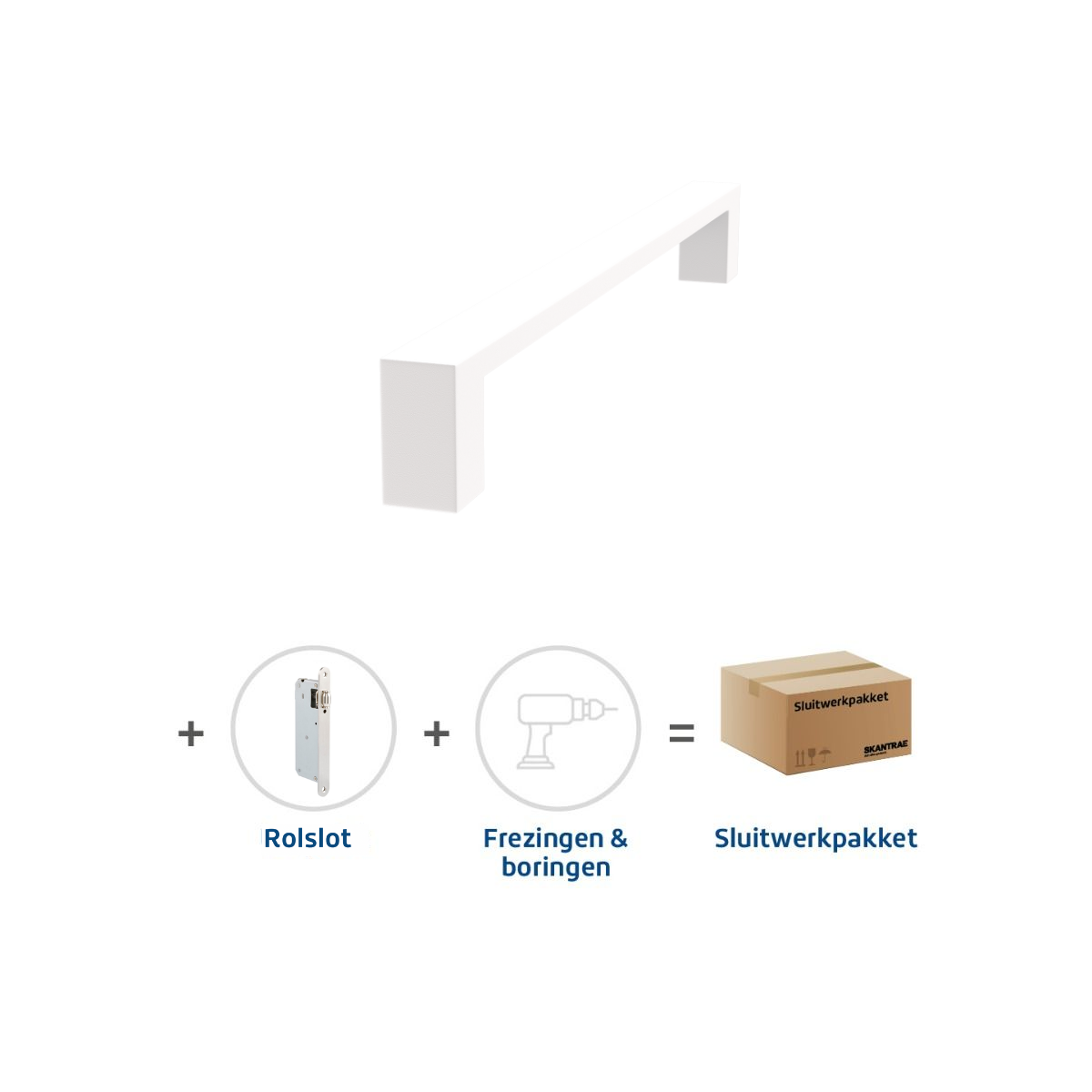 Sluitwerkpakketten met Deurgreep 28x300 Quadrate Wit